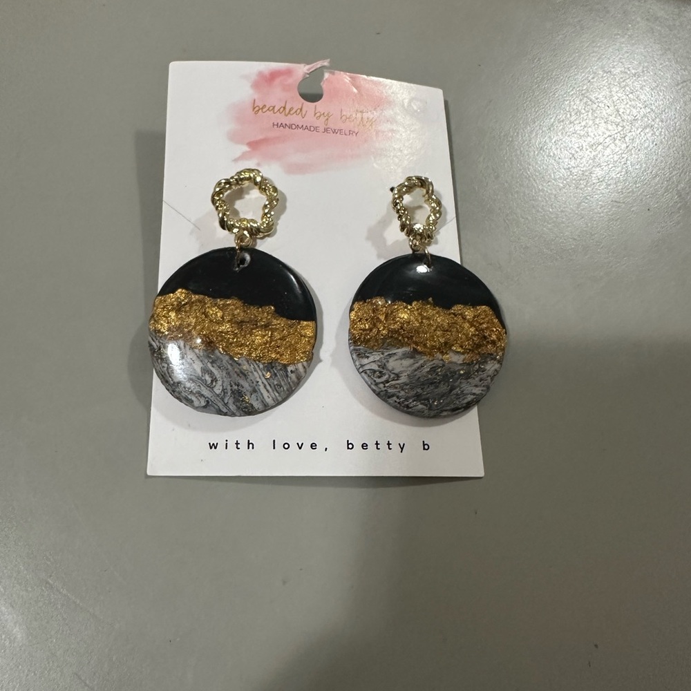 Gold and Black Handmade Earrings